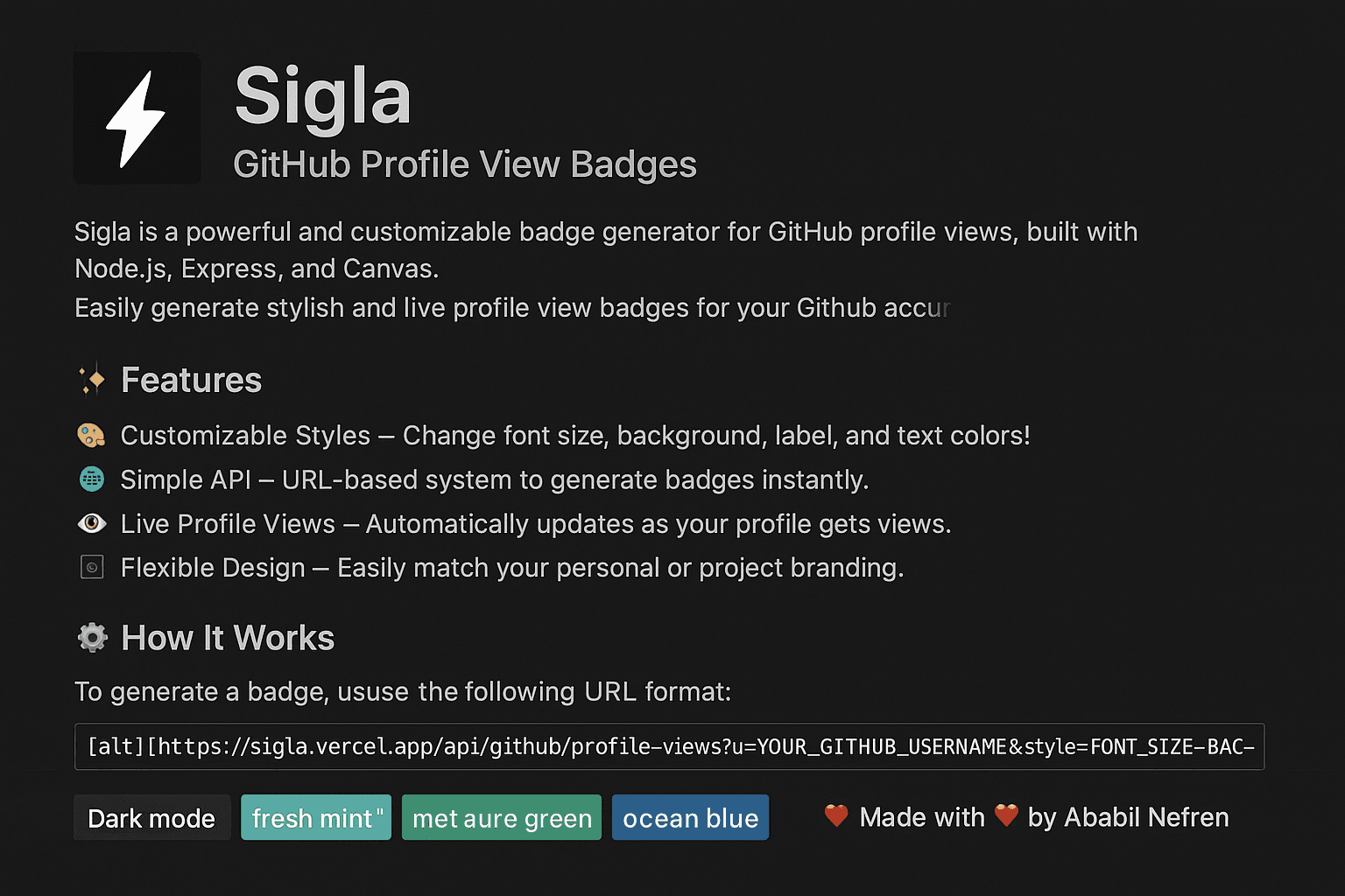 Sigla - GitHub Profile View Badges